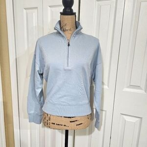 Able New Half-Zip Blue Cropped Sweatshirt Size XS